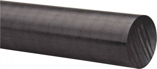 Made in USA - 4' Long, 1-1/2" Diam, Acetal Plastic Rod - Black - Caliber Tooling