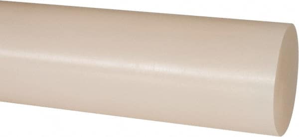 Made in USA - 1' Long, 2" Diam, PVDF Plastic Rod - White - Caliber Tooling