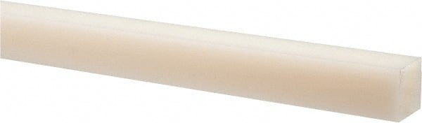 Made in USA - 2' x 1/4" x 1/4" Natural (Color) Nylon 6/6 Square Bar - Caliber Tooling