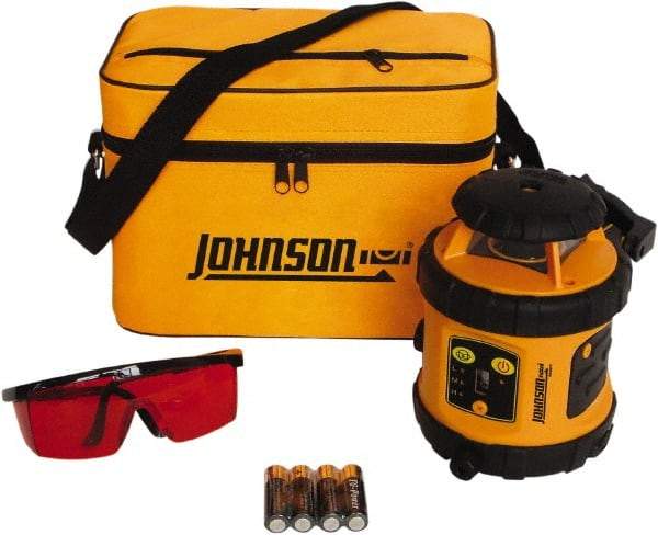 Johnson Level & Tool - 800' (Exterior) Measuring Range, 1/8" at 50' Accuracy, Self-Leveling Rotary Laser - ±3° Self Leveling Range, 200, 400 & 600 RPM, 2 Beams, AA Battery Included - Caliber Tooling