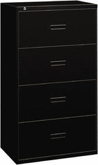 Basyx - 36" Wide x 53-1/4" High x 19-1/4" Deep, 4 Drawer Lateral File - Steel, Black - Caliber Tooling