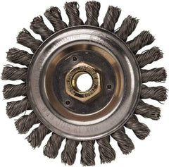 Weiler - 5" OD, 5/8" Arbor Hole, Stringer Bead Steel Wheel Brush - 1/2" Face Width, 7/8" Trim Length, 0.023" Filament Diam, 12,500 RPM - Caliber Tooling