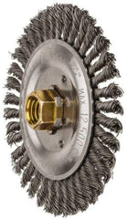 Weiler - 5" OD, 5/8" Arbor Hole, Stringer Bead Steel Wheel Brush - 3/16" Face Width, 7/8" Trim Length, 0.02" Filament Diam, 12,500 RPM - Caliber Tooling