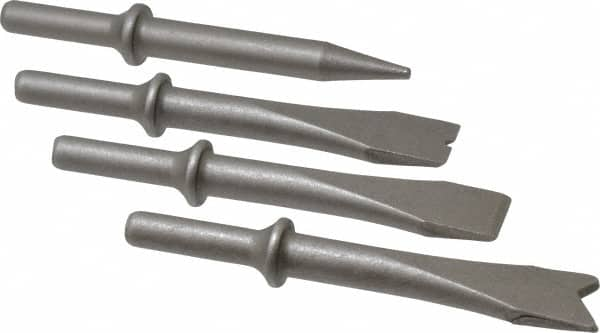 PRO-SOURCE - 5" OAL, 1-1/8" Shank Diam, Chisel Set - Round Drive, Round Shank, Alloy Steel - Caliber Tooling