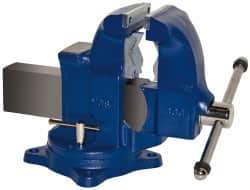 Gibraltar - 5" Jaw Width x 7-1/2" Jaw Opening Capacity, 6" Throat Depth, Bench & Pipe Combination Vise - 1/8 to 4-1/2" Pipe Capacity, Swivel Base, Bolt Down Attachment, Ductile Iron - Caliber Tooling