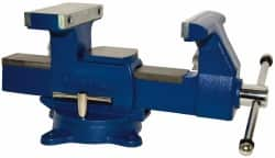 Gibraltar - 6-1/2" Jaw Width x 7" Jaw Opening Capacity, 4" Throat Depth, Bench & Pipe Combination Vise - 1/8 to 3-1/2" Pipe Capacity, Swivel Base, Bolt Down Attachment, Ductile Iron - Caliber Tooling