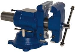 Gibraltar - 5" Jaw Width x 5" Jaw Opening Capacity, 4" Throat Depth, Bench & Pipe Combination Vise - 1/8 to 3-1/2" Pipe Capacity, Swivel Base, Bolt Down Attachment, Ductile Iron - Caliber Tooling