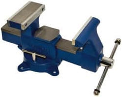 Gibraltar - 8" Jaw Width x 8-1/2" Jaw Opening Capacity, 4-3/4" Throat Depth, Bench & Pipe Combination Vise - 1/8 to 4-1/2" Pipe Capacity, Swivel Base, Bolt Down Attachment, Ductile Iron - Caliber Tooling