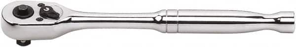 GearWrench - 3/8" Drive Pear Head Quick-Release Ratchet - Full Polish Chrome Finish, 7-7/8" OAL, 45 Gear Teeth, Button Head - Caliber Tooling