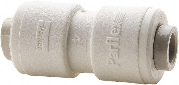 Parker - 1/2 x 3/8" Outside Diam, Polypropylene Push-to-Connect Tube Union - 150 Max psi, White - Caliber Tooling