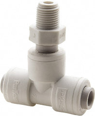 Parker - Plastic Push-To-Connect Tube Fittings Type: Male Swivel Branch Tee Tube Outside Diameter (Inch): 1/4 x 1/4 - Caliber Tooling