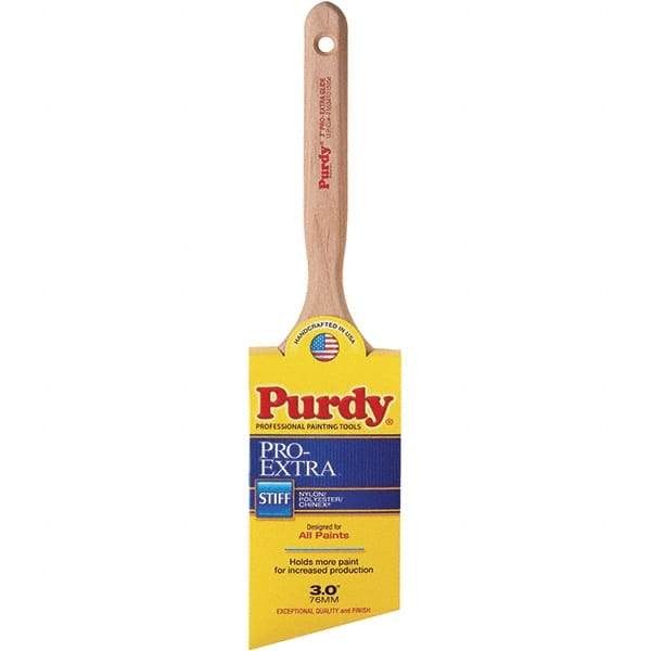 Purdy - 3" Angled Nylon/Polyester General Purpose Paint Brush - 3-7/16" Bristle Length, 7-1/4" Wood Fluted Handle - Caliber Tooling