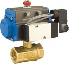 BONOMI - 2" Pipe, 600 psi WOG Rating Brass Pneumatic Double Acting with Solenoid Actuated Ball Valve - PTFE Seal, Full Port, 150 psi WSP Rating, NPT End Connection - Caliber Tooling