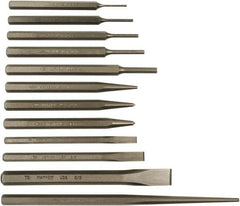 Mayhew - 12 Piece Punch & Chisel Set - 1/4 to 5/8" Chisel, 1/8 to 3/8" Punch, Hex Shank - Caliber Tooling