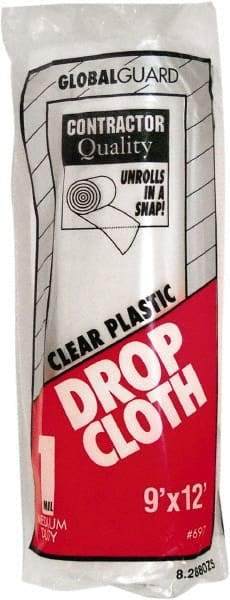 Premier Paint Roller - Medium Weight Polyethylene Drop Cloth - 12' x 9', 1 mil Thick - Caliber Tooling