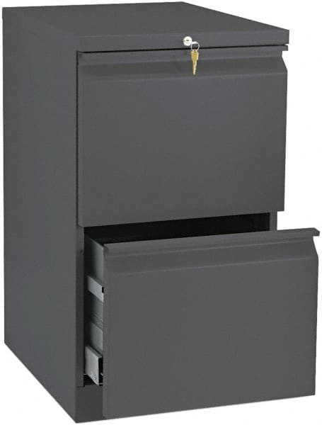 Hon - 15" Wide x 28" High x 19-7/8" Deep, 2 Drawer Mobile Pedestal - Steel, Charcoal - Caliber Tooling