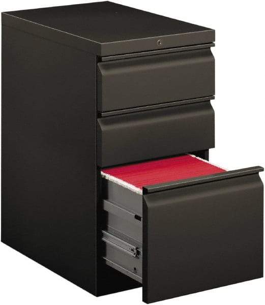 Hon - 15" Wide x 28" High x 22-7/8" Deep, 3 Drawer Mobile Pedestal - Steel, Charcoal - Caliber Tooling