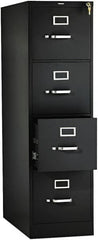 Hon - 15" Wide x 52" High x 26-1/2" Deep, 4 Drawer Vertical File with Lock - Steel, Black - Caliber Tooling