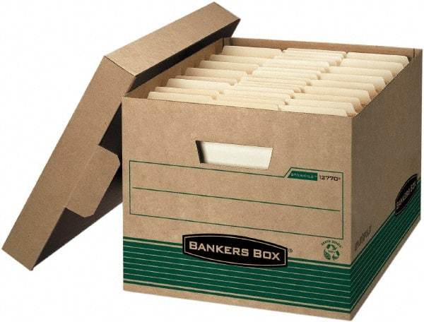 BANKERS BOX - 1 Compartment, 12 Inch Wide x 15 Inch Deep x 10 Inch High, File Storage Box - Paper, Kraft and Green - Caliber Tooling