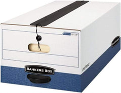 BANKERS BOX - 1 Compartment, 15 Inch Wide x 24 Inch Deep x 10 Inch High, File Storage Box - Paper, White and Blue - Caliber Tooling