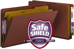 Samsill - 8-1/2 x 14", Legal, Red, Classification Folders with End Tab Fastener - 11 Point Stock, Straight Tab Cut Location - Caliber Tooling