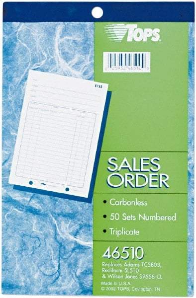 TOPS - 50 Sheet, 5-9/16 x 7-15/16", Sales Order Book - White - Caliber Tooling