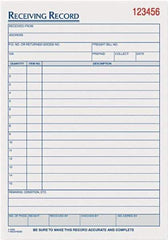 TOPS - 50 Sheet, 5-1/2 x 7-7/8", Receiving Record Book - White - Caliber Tooling