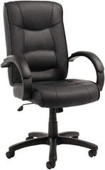 ALERA - 28-1/8" High Office/Managerial/Executive Chair - 21" Wide x 21" Deep, Top-Grain Leather Seat, Black - Caliber Tooling