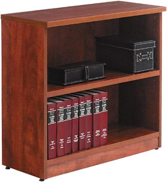 ALERA - 2 Shelf, 29" High x 31" Wide Bookcase - 14" Deep, Wood, Medium Cherry - Caliber Tooling