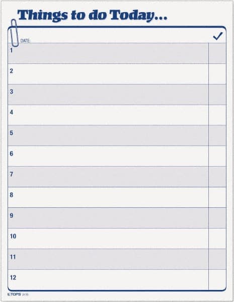 TOPS - 100 Sheet, 8-1/2 x 11", Daily Agenda - White - Caliber Tooling