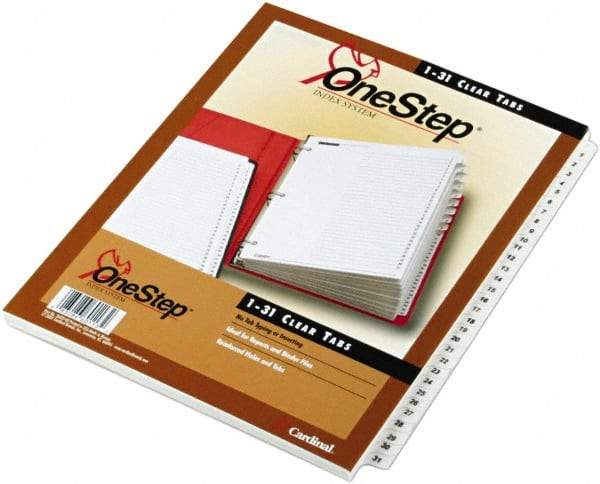 Cardinal - 11 x 8 1/2" 1 to 31" Label, 3-Hole Punched, Preprinted Divider - White - Caliber Tooling