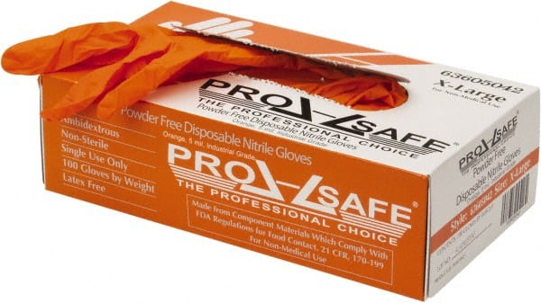 PRO-SAFE - Size XL, 5 mil, Industrial Grade, Powder Free Nitrile Disposable Gloves - Exact Industrial Supply