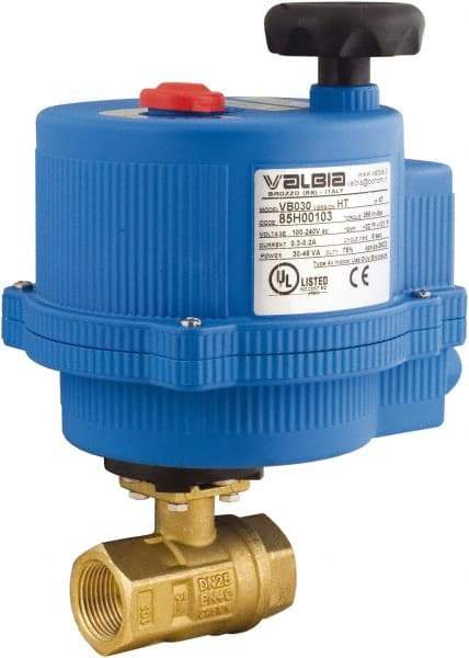 BONOMI - 3/8" Pipe, 100-240 VACV Voltage 1,000 psi WOG Rating Lead Free Brass Electric Actuated Ball Valve - PTFE Seal, Full Port, 150 psi WSP Rating, NPT End Connection - Caliber Tooling