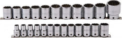 Proto - 24 Piece 1/2" Drive Socket Set - 12 Points, 10mm to 36mm Range, Metric Measurement Standard - Caliber Tooling