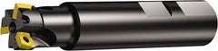 Sandvik Coromant - 1-1/4" Cut Diam, 5.5mm Max Depth of Cut, 1-1/4" Shank Diam, 3-3/4" OAL, Indexable Square Shoulder End Mill - 490R-08T308M-PL Inserts, Weldon Shank, 90° Lead Angle, Through Coolant, Series CoroMill 490 - Caliber Tooling