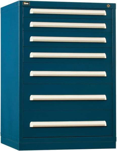 Vidmar - 7 Drawer, Modular Storage Cabinet - Steel, 30" Wide x 27-3/4" Deep x 44" High, Dark Blue - Caliber Tooling