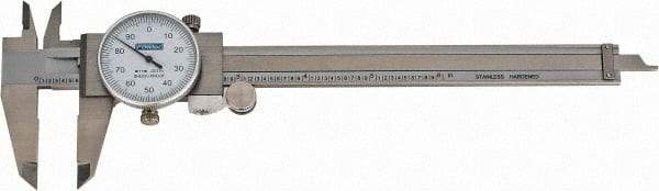 Fowler - 0" to 6" Range, 0.001" Graduation, 0.1" per Revolution, Dial Caliper - White Face, 1.6" Jaw Length, Accurate to 0.0010" - Caliber Tooling