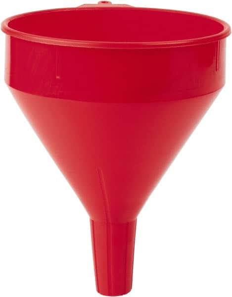 PRO-LUBE - 2 Qt Capacity Polyethylene Funnel - 7" Mouth OD, 1" Tip OD, Straight Spout, Red - Caliber Tooling