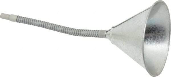 Value Collection - 1 Qt Capacity Steel Funnel - 6" Mouth OD, 9/16" Tip OD, 12" Flexible Spout - Caliber Tooling