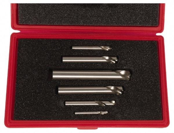 Cleveland - 1/4 to 1 Inch Body Diameter, 120° Point Angle, Spotting Drill Set - Series 2636, Gold Finish, Cobalt, Includes Six Spotting Drills - Caliber Tooling