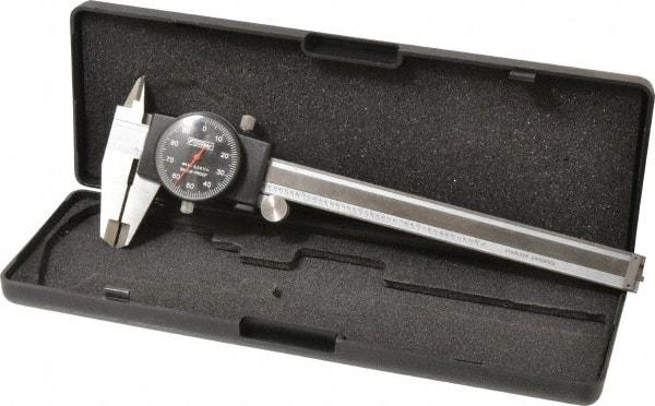 Fowler - 0" to 6" Range, 0.001" Graduation, 0.1" per Revolution, Dial Caliper - Black Face, 1.6" Jaw Length, Accurate to 0.0010" - Caliber Tooling