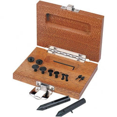 TESA Brown & Sharpe - 0.06, 0.11 & 0.156" Groove Depth, Black Oxide Cold Rolled Steel & Wood (Case) Caliper Centerline Attachment - 19 Pieces, 0.65" Bore Depth, For Use with Brown & Sharpe & Competitive 6" Dial, Digital & Vernier Calipers - Caliber Tooling