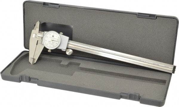 TESA Brown & Sharpe - 0" to 8" Range, 0.001" Graduation, 0.1" per Revolution, Dial Caliper - White Face, 1.9" Jaw Length - Caliber Tooling