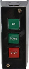 Value Collection - 3 Operator, Pushbutton Control Station - Up-Down-Stop (Legend), Momentary Switch, NO/NC Contact, NEMA 1 - Caliber Tooling