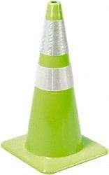 PRO-SAFE - 36" High, Lime Rigid Traffic Cone - 15" Base Width, 10 Lb, PVC - Caliber Tooling