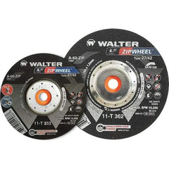 WALTER Surface Technologies - 60 Grit, 5" Wheel Diam, 3/64" Wheel Thickness, Type 27 Depressed Center Wheel - Resinoid Bond, 12,200 Max RPM - Caliber Tooling