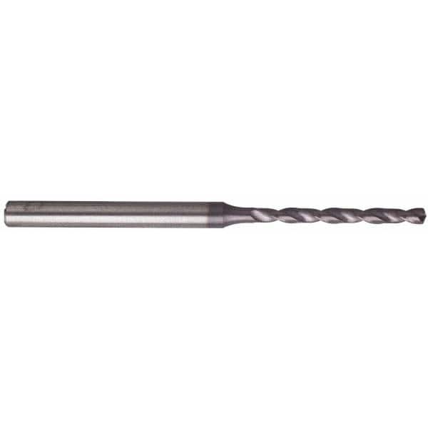 Micro Drill Bit: 0.0906″ Dia, 135 °, Solid Carbide TiAlN Finish, RH Cut, Spiral Flute, Straight-Cylindrical Shank, Series 6408