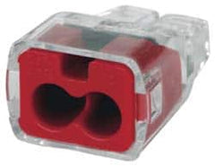 Ideal - 2 Port, 18 to 12 AWG Compatible, Push-In Wire Connector - 0.78" OAL x 0.52" OAW x 0.38" OAH, Red - Caliber Tooling