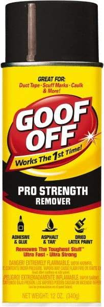 Goof Off - Adhesive, Graffiti & Rust Removers Type: Adhesive Remover Removes/Dissolves: Caulk Residue; Chewing Gum; Crayon; Glue; Marker; Paint; Pen; Scuff Marks; Tar; Stickers; Tree Sap - Caliber Tooling