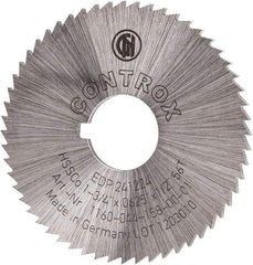 Controx - 1-3/4" Diam x 1/16" Blade Thickness x 1/2" Arbor Hole Diam, 56 Tooth Slitting and Slotting Saw - Arbor Connection, Right Hand, Uncoated, Cobalt, Concave Ground, Contains Keyway - Caliber Tooling